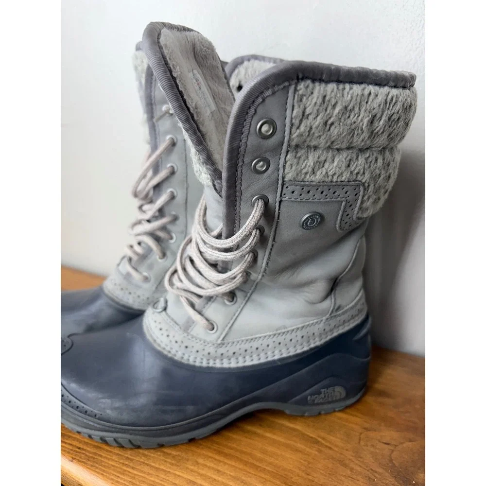 The North Face Shellista III Mid Grey Waterproof Insulated Snow Boots Womens 7
